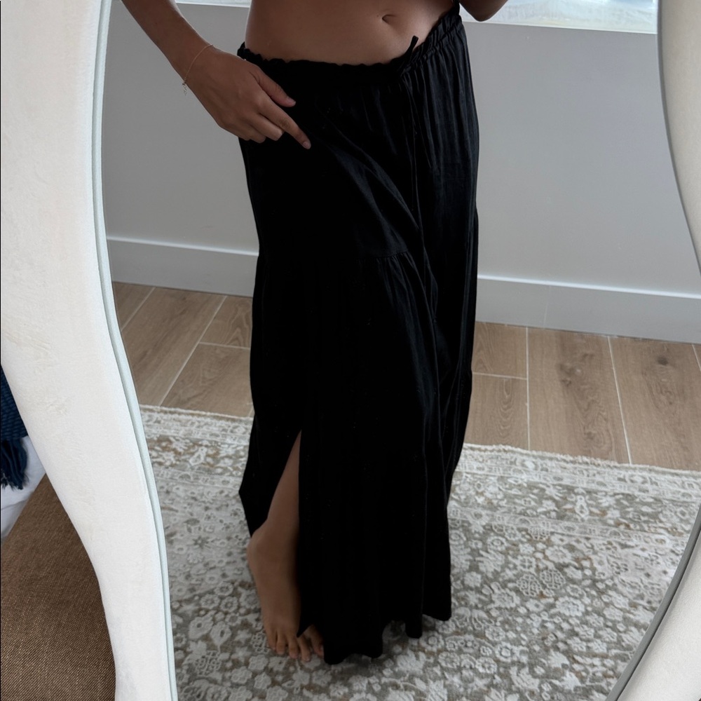 Dissh Womens Maxi Skirt Tiered Elastic Waist Black Small